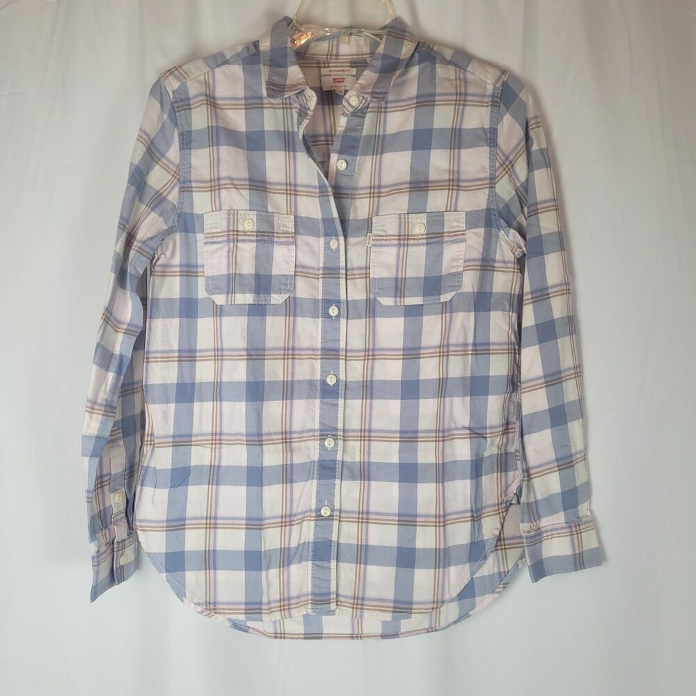 Levi's Boyfriend Fit Plaid Button-Down Shirt Women's Size XS